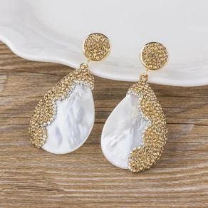 Hot Sale Fashion Sea Shell Drop Earrings Gold Silver Color CZ Pendant Dangle