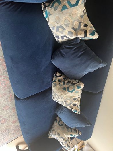 Navy velour sofa (almost new)