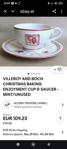 Villeroy and Boch "Christmas bakery -enjoyment" cup and saucer