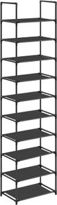 10-Tier Shoe Rack, Shoe Stand, Space-Saving Shoe Storage, 45 x 28 x 173 cm, Metal Frame, Non-Woven Fabric Shelves, for Hallway, Bedroom, Black