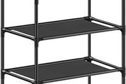 10-Tier Shoe Rack, Shoe Stand, Space-Saving Shoe Storage, 45 x 28 x 173 cm, Metal Frame, Non-Woven Fabric Shelves, for Hallway, Bedroom, Black