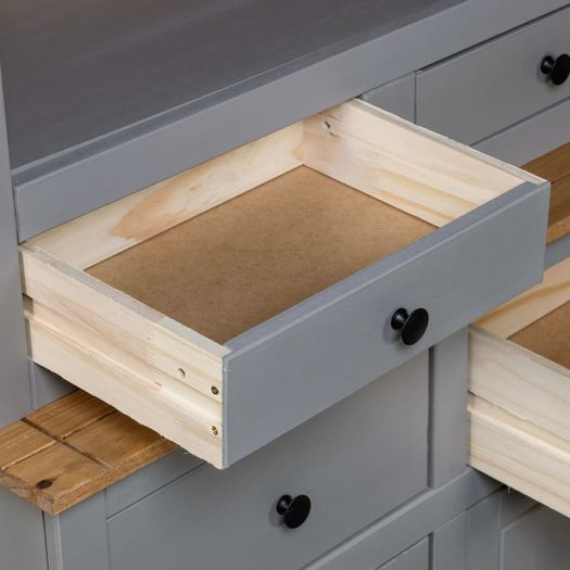 Highboard Grey 93x40.5x180 cm Solid Pine Panama Range
