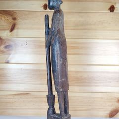 African Statue Ebony Carved Wood Figure Vintage Sculpture Statues