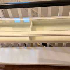 Console side board table white with glass top