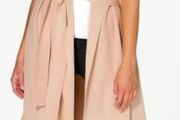 Sleeveless Jacket with Tie Belt