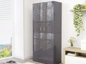 Shoe Cabinet High Gloss Grey 80x39x178 cm Chipboard