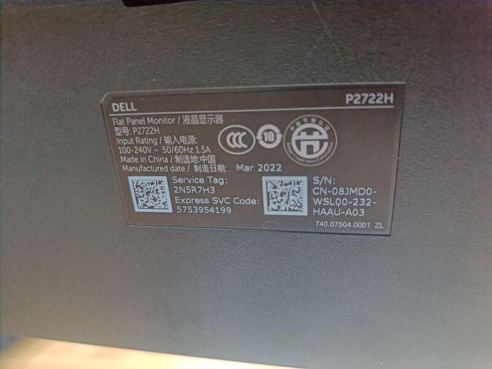 Dell P2722H 27 Inch Full HD (1920x1080) Monitor