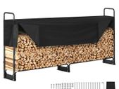 8.5FT Outdoor Firewood Rack with Cover, 102x14.2x46.1 in, Heavy Duty Firewood Holder & 600D Oxford Waterproof Cover for Fireplace, Patio, Indoor/Outdoor Log Storage Rack for 1/2 Cord of Firewood