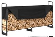 8.5FT Outdoor Firewood Rack with Cover, 102x14.2x46.1 in, Heavy Duty Firewood Holder &amp; 600D Oxford Waterproof Cover for Fireplace, Patio, Indoor/Outdoor Log Storage Rack for 1/2 Cord of Firewood