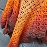 Handmade crochet triangle shawl wrap. Orange brown  gradient ombre lacy shawl Image 6