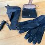 Vintage military-style black leather gear, likely representing a pistol holster, ammunition pouch Image 4