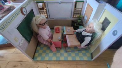 Our Generation school classroom with doll