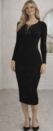 Sexy Black Midi Dress Size M/L