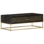 Coffee Table Black and Gold 90x50x35 cm Solid Mango Wood Image 4