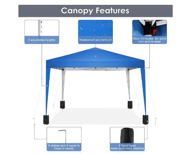 Folding Gazebo 3 x 3 m Waterproof UV Protection Gazebo Popup Garden Tent with 4