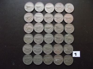 30 Irish 3 pence coins (1942-1968)