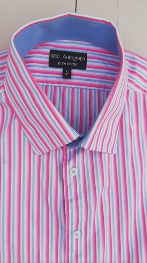 Marks and Spencer Autograph mens striped pure cotton long sleeve shirt 2-3xl size