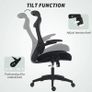 Office chair, office armchair, 3D lift-up armrests, adjustable height, mesh back, 64x65x108-118cm, black Image 3
