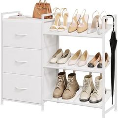 Shoe Rack with 3 Drawers, 3 Tier