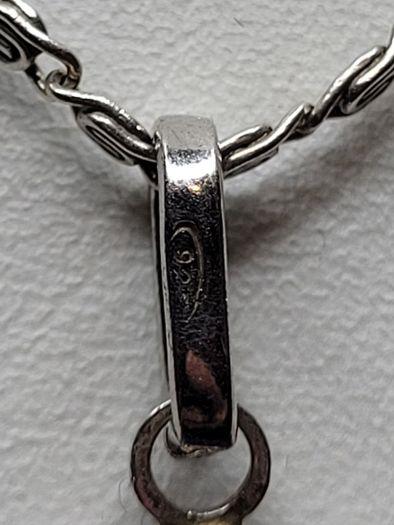 Vintage 925 Sterling Silver Millefiori Murano Glass Pendant & 835 Silver Chain Necklace
