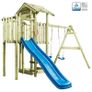 Playhouse with Ladder, Slide and Swings 407x381x263 cm Wood Image 7