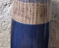 Tall ceramic vase blue/stone glaze