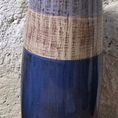 Tall ceramic vase blue/stone glaze