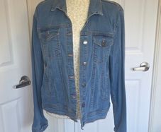 B.Young Blue Denim Jacket UK 16 Classic Casual Stretch Trucker Coat