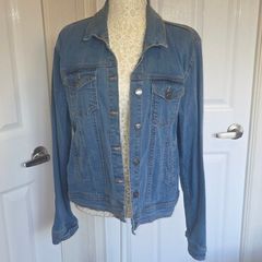 B.Young Blue Denim Jacket UK 16 Classic Casual Stretch Trucker Coat