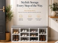 main image for ad Padded shoe bench white-grey  shoe bench, shoe rack,