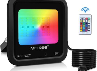 15W RGB Lights Led Floodlight 16 Colors 4 Modes Remote Control Christmas Lights IP66 Waterproof Color Changing Light Outdoor Decoration for Halloween Birthday Party Easter Strobe Garden Pond