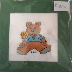 Handmade X-stitch Greeting Card:- Romance Bear