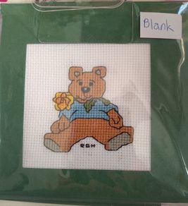 Handmade X-stitch Greeting Card:- Romance Bear
