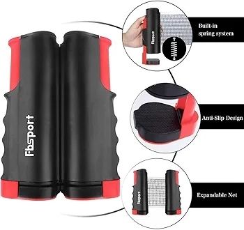 Table Tennis Set, Ping Pong Bats Set with 2 Paddles, 1 Retractable Net, 6 Balls, 1 Carrying Bag, for Trainer Adults Families Indoor Outdoor