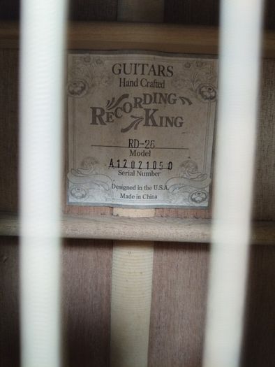 Recording King RD-26 Solid Top Acoustic with Fishman Sonitone Pickup, excellent condition