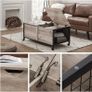 Coffee Table with Folding Table Top Hidden Storage Mesh Shelf Metal Frame for Living Room Industrial Design 100 x 55 x 45 cm Greige-Black Image 5