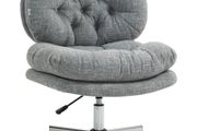Armless office chair, comfortable desk chair with padded seat and adjustable height, Gray