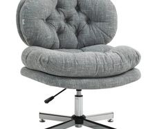 Armless office chair, comfortable desk chair with padded seat and adjustable height, Gray