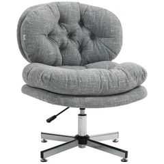 Armless office chair, comfortable desk chair with padded seat and adjustable height, Gray