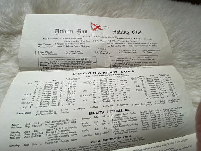 Dublin Bay Sailing Club Programme 1958