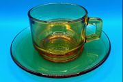 1970s amber coffee cups and saucers set of 8