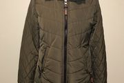 Ladies Green Diesel Puffer Jacket Fur lined Collar Winter Coat