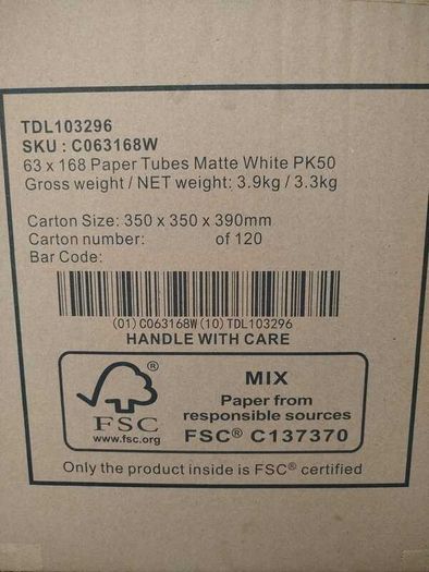 Cardboard Tubes in Matt Black and Matt White