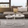 Set of 2 End Table, Nesting Tables, Side Table with Metal Frame for Living Room/Bedroom/Balcony/Office/Apartment, Diameter 23.6/15.7 IN White Frame, White Top Image 4