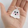 Handmade Beaded Cute Ghost Necklace Image 2