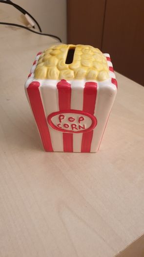white red popcorn money piggy bank