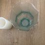 Large 8.5" tall flarred scalloped Aqua Glass Candle Holder or Vase with LED Candle Image 5
