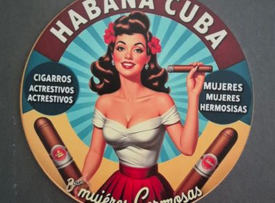 Vintage Style Metal Sign. Habana Cuba, cigar advertising.
