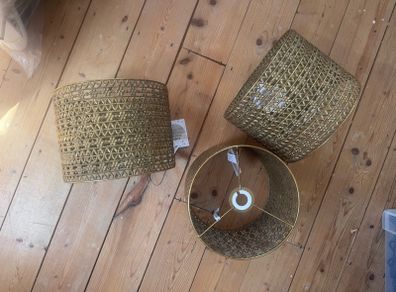 3 antique gold lamp shades