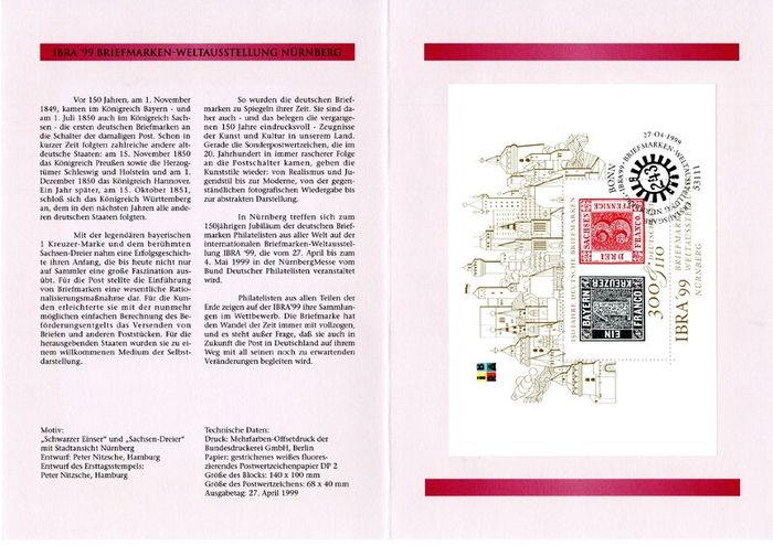 1999 Bundes Republic Deutschland (Germany) Federal Annual Stamp EFT Collection with 42 images of contents